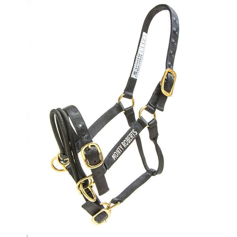 Monty Roberts Dually Halter Medium Black Nylon Headcollar