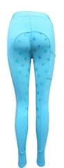 Canter Childs Full Seat Star Silicone Riding Tights- turquoise