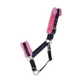 Hy Two Tone Faux Fur Head Collar~Navy/Pink