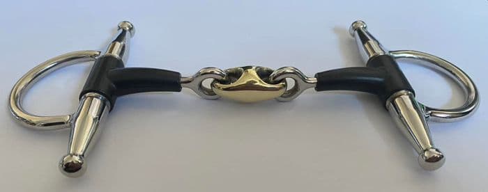 Rubber double jointed Full Cheek Snaffle.