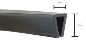 10 metres Rubber U Channel Edge Square Seal Trim 15 mm x 10 mm