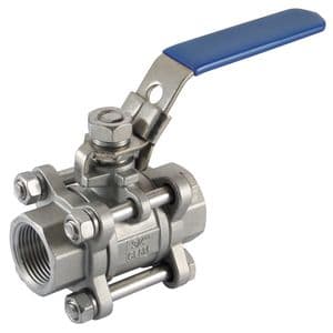 3 Piece Full Bore Female Lockable Handle 316 Stainless Steel Ball Valve