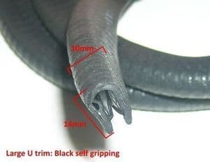 5 Mtr Large black car edge trim seal interior and exterior PVC rubber van boat truck