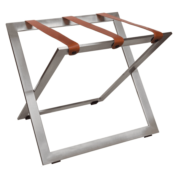 Stainless Steel Compact Luggage Rack with Leather Straps