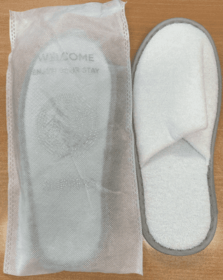 Closed Toe Towelling Slippers with Silver Piping and Bag
