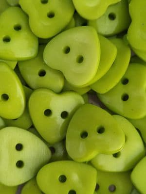 Green Heart buttons 15mm