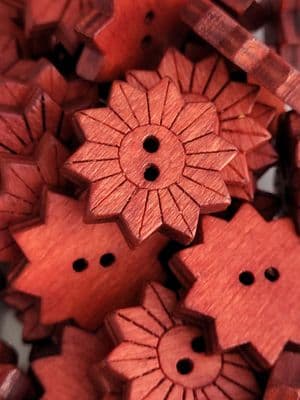Red Wooden Flower 20mm