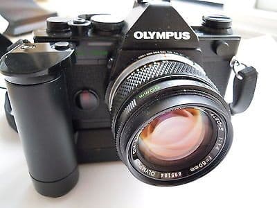 Olympus OM-2 Spot Program SLR Film Camera motor winder and 50mm f1