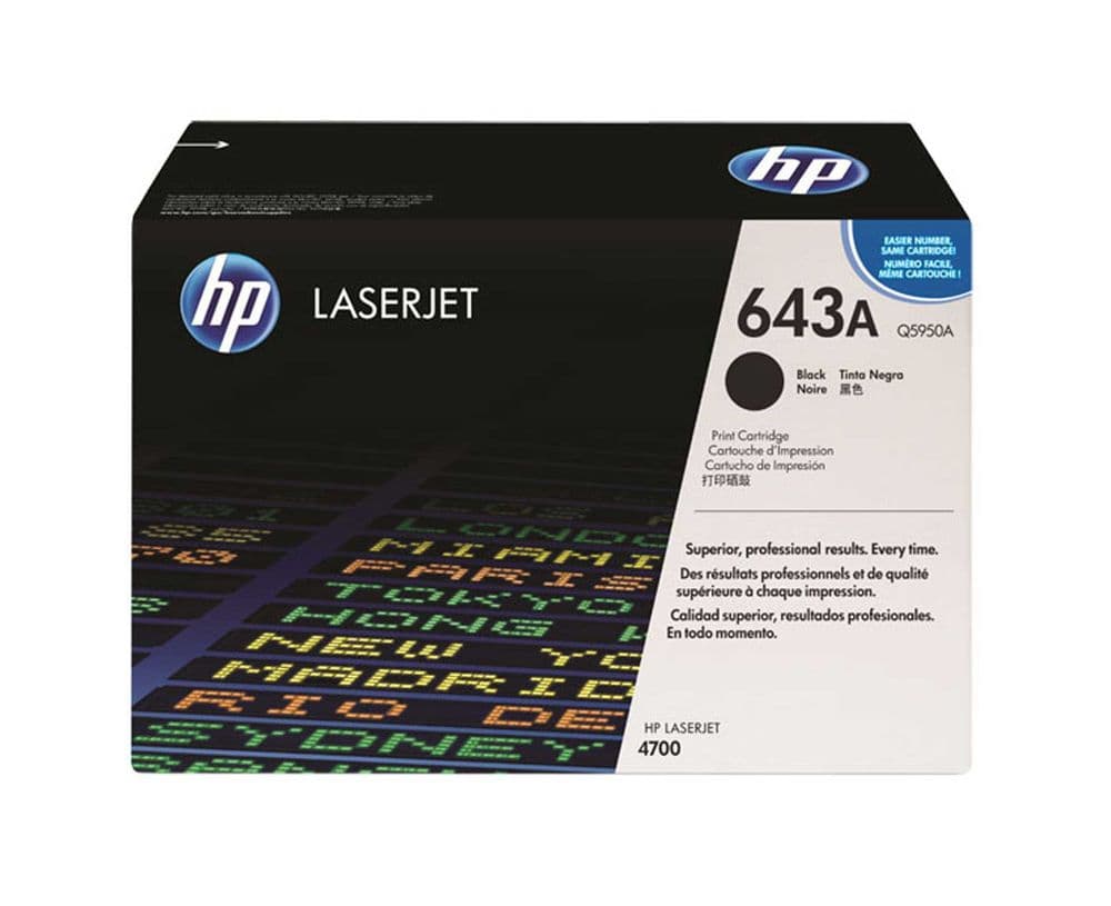HP 643A Black Original Toner Cartridge (Q5950A) 11,000 pages