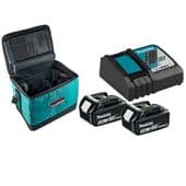 Makita 2 x BL1850 18V 5 Ah Li-Ion Battery  Pack with Charger Starter Set