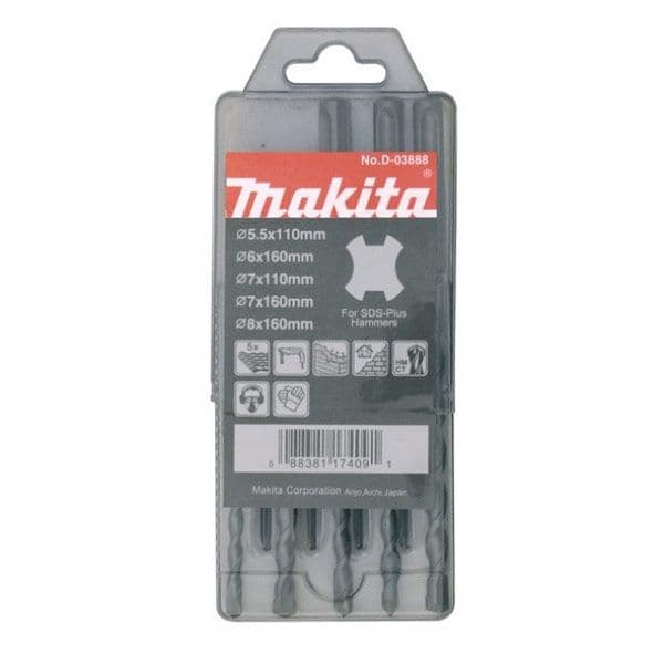 Makita 5 Piece SDS Drill Bit Set & x28;D03888& x29;