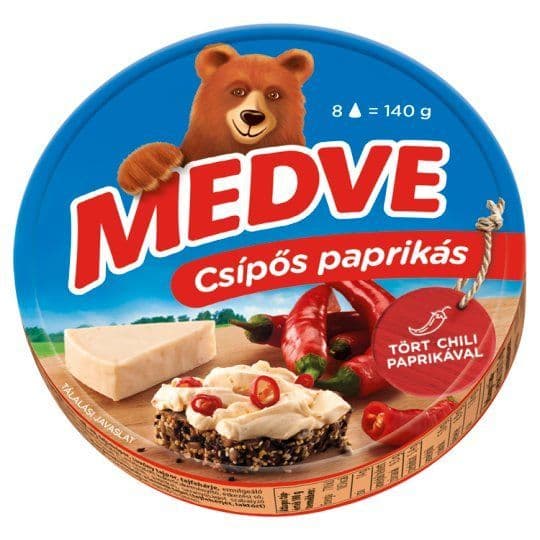 Medve csípős paprikás kenhető, félzsíros ömlesztett sajt 8db 140 g