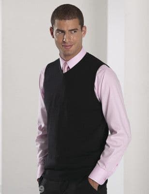 Mens v neck sleeveless knitted pullover jumper sweater jersey navy black 716m