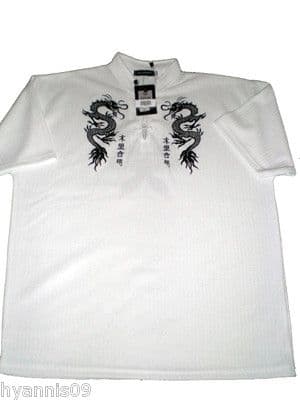 MENS WHITE DRAGON T SHIRT S/M, L/XL,2XL/3XL, 4XL/5XL