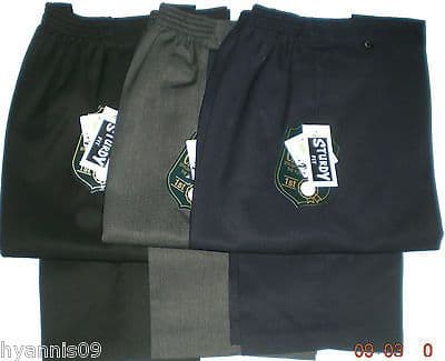 Boys Sturdy Comfort Fit School Trousers Pants Kids Age 7- 13 Black Navy Grey