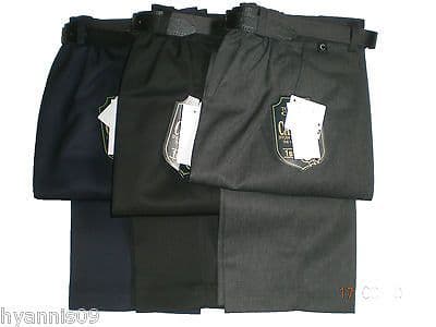 Boys Youth Slim Fit School uniform trousers half elastic waist with belt 4 -13