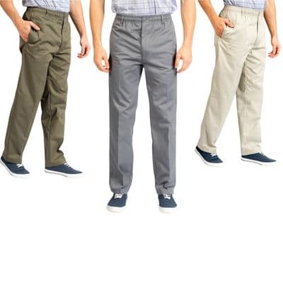 Carabou Men’s Elasticated Waist Rugby Trousers – Poly Cotton Pants W32-48