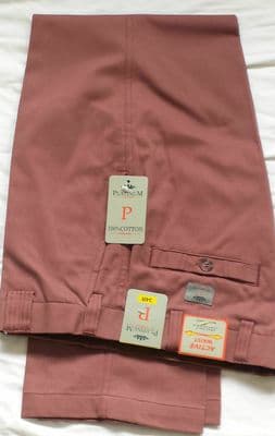Chino Cotton Trousers  Self Side Adjusting Expandable Waist Pants W32 to W48