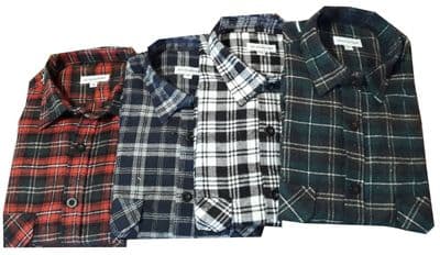 Cotton Casual Shirt Work Flannel Brush Check Lumberjack Walking Work Shirts