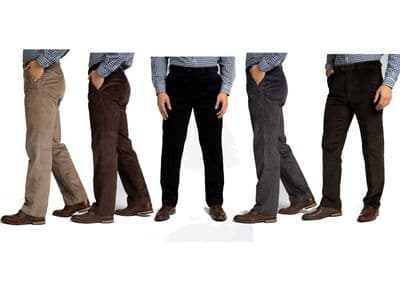 Expandable Waist Mens Corduroy Thick Cords Trousers Formal Casual Pants Slacks