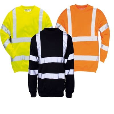 Fleece High Viz Sweatshirt  Work Vis Yellow/Orange/Black S M L XL 2XL 3XL 4XL 5X