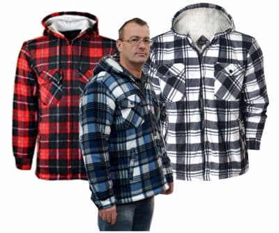 Heavy Duty Hooded Padded Fur Fleece Lined Lumberjack Winter Warm Shirts Jackets