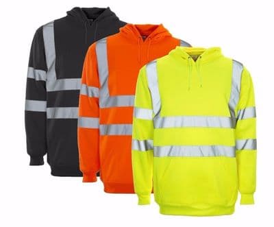 High Viz OVERHEAD hooded Visibility Fleece Hoodie Work Wear Yellow/Orange/Black