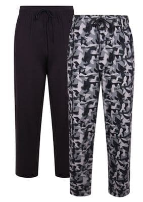 Kam Mens pyjama bottom Twin Pack Lounge Pants Set 100% Cotton knight wear