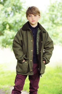 Kids Derby Tweed Quilted Jacket – Country Field Coat Outdoor Youth