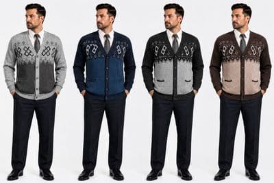Men's Button Front Cardigan Knitted Jumper Warm Casual Classic Knitwear