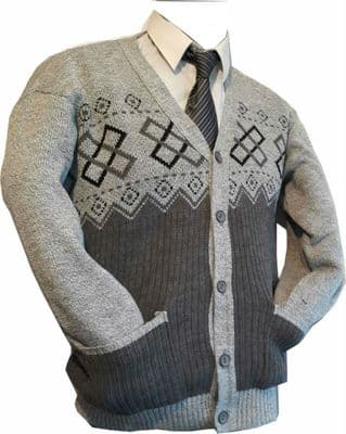 Men's Button Up Pattern Cardigan Sweater Jumper Grandad Style Knitwear S–2XL