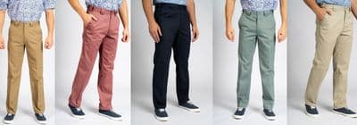 Men’s Chino Trousers – 25″ Leg | Cotton, Side‑Adjust Waist, Expandable