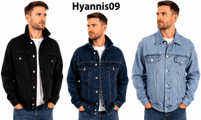 Men's Denim Jeans Jacket Stonewash Light Wash Black Casual Trucker Coat S–4XL