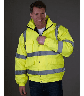 Men's High Visibility Bomber Jacket – Hi Vis Waterproof Safety Work Coat S–5XL