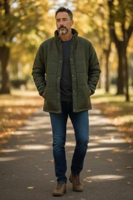 Men’s Moleskin Quilted Jacket  Warm Country Coat Outdoor Hunting Fishing Walking