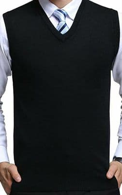 Men’s Sleeveless V-Neck Slipover – Knitted Pullover Jumper Sweater