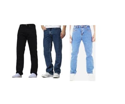 Men's Tough Hardwearing Work & Casual Jeans – Regular Fit Denim Trousers W28–W48, Leg 27