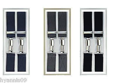 Mens Adjustable Braces Slim Plain Black Navy Grey