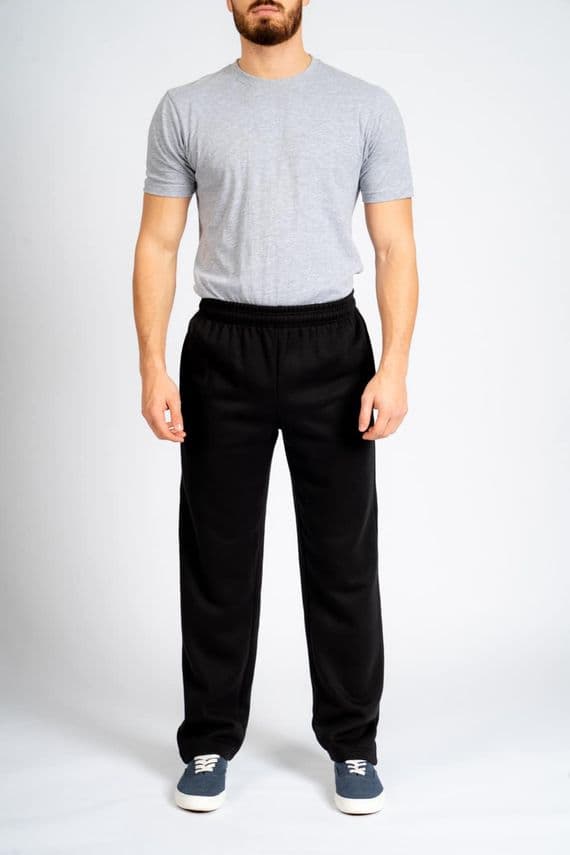Carabou Open Hem Fleece Jogging Bottoms Mens Casual Joggers 27