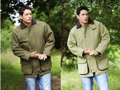 Mens Classic Derby Tweed Quilted Heavy Weight Field Country Wear Jacket, Coat,