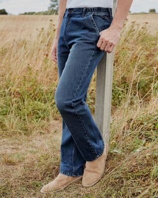 MENS FULL ELASTIC WAIST  STRETCH JEANS CASUAL WEAR GENTS ELASTICATED PANTS