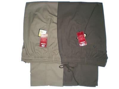 MENS FULL ELASTICATED WAIST TROUSERS RUGBY PANTS COFFEE, SAND W 50-60 L 29