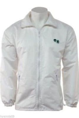 MESH LINED WHITE BOWLING JACKET CROWN GREEN BOWLS WATERPROOF S M L XL 2XL
