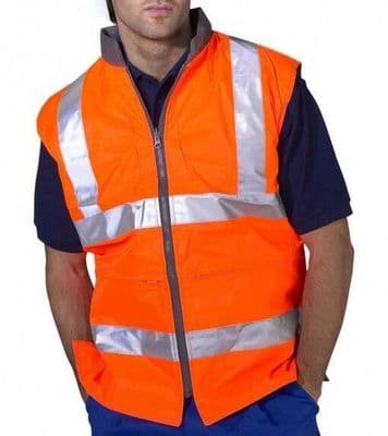 PADDED HIGH VISIBILITY REVERSIBLE BODY WARMER