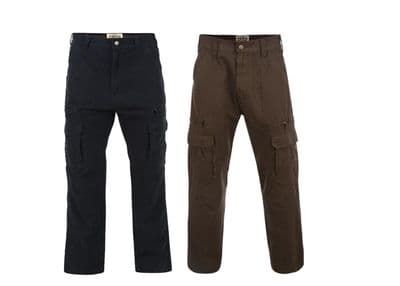 Relaxed Fit CargoTrousers Kam King Big Pants Sizes Mens Black Khaki W40 to W60