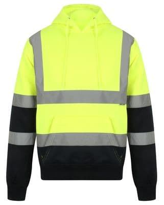 Two Tone OVERHEAD High Viz hooded sweatshirt Fleece Hoodie Yellow Orange