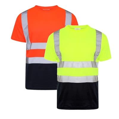 Vis Two Tone High  Viz visibilityT Shirt Shirts Safety Work Wear S to 5XL