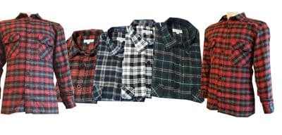 Work Cotton Casual Shirt  Flannel Brush Check Lumberjack Walking Work Shirts