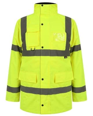 WORK WEAR HIGH VISIBILITY VIZ TRAFFIC JACKET WATERPROOF COAT RAILWAYS ROADS