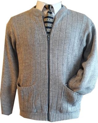 ZIP UP Plain Mens Cardigan sweater Zipper Cardigans Jumper Grandad style  M L XL